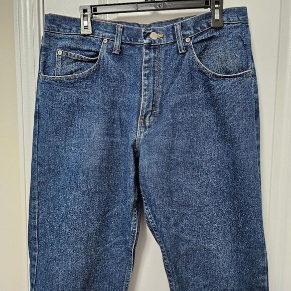 Wrangler Jeans Men’s 34X30 Blue Straight Leg Western Denim Mid-Rise GUC - Picture 3 of 9